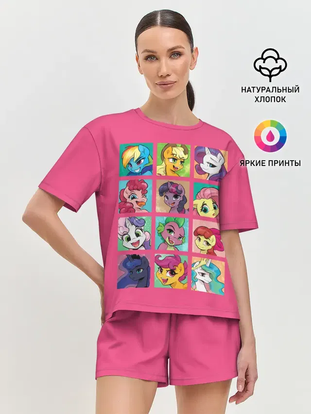 Женская пижама с шортами с принтом «My Little Pony»