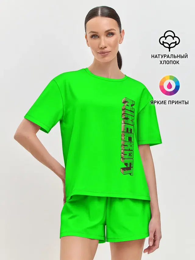 Женская пижама с шортами с принтом «Майнкрафт»