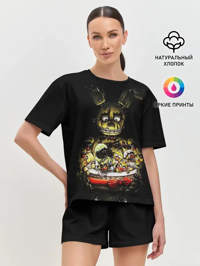 Женская пижама с шортами с принтом «Five Nights At Freddy\s»