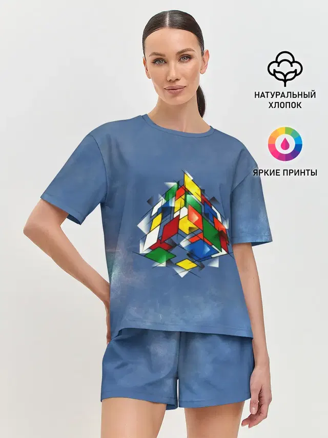 Женская пижама с шортами с принтом «Кубик Рубика»