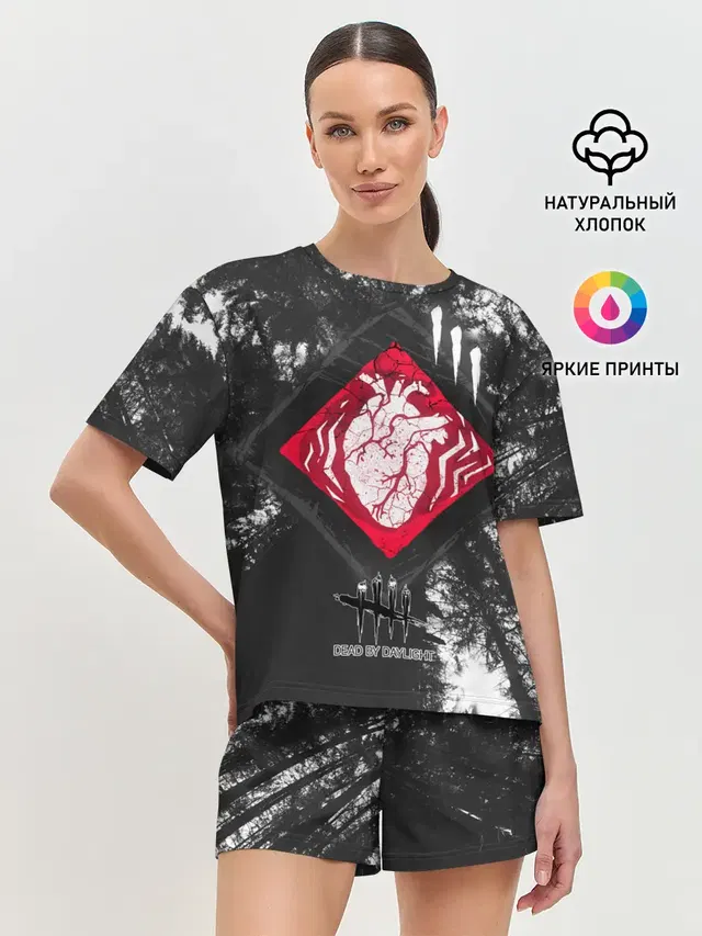Женская пижама с шортами с принтом «Dead by Daylight — DBD - beating heart»