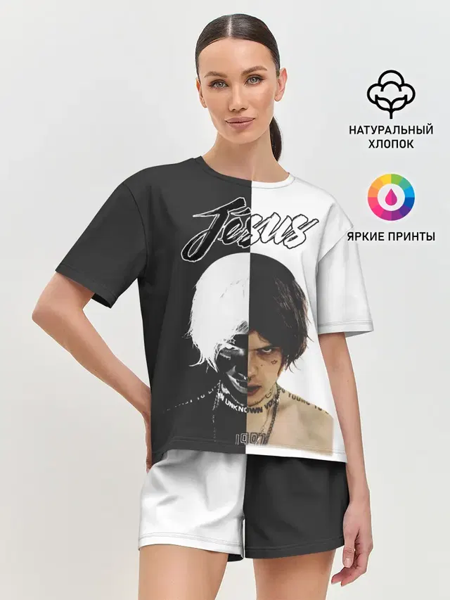 Женская пижама с шортами с принтом «Dzhizus»