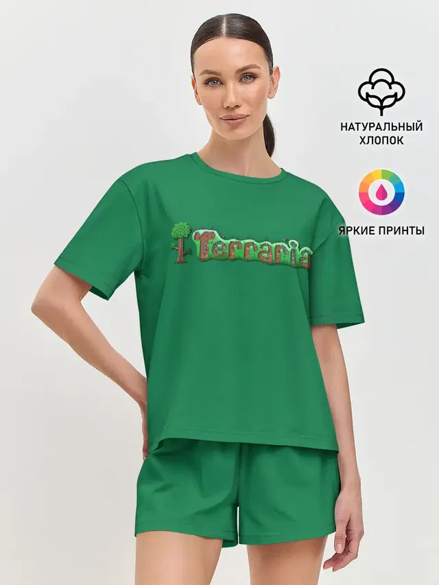 Женская пижама с шортами с принтом «Разные игры — Terraria»