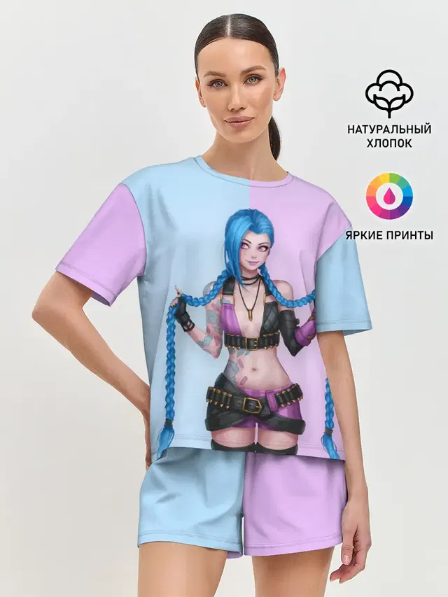 Женская пижама с шортами с принтом «League of Legends Jinx»