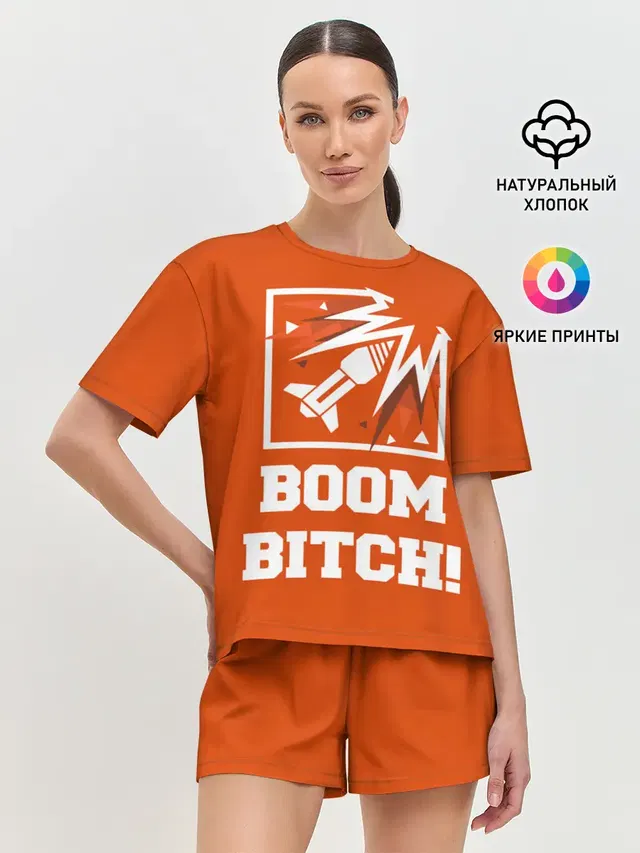 Женская пижама с шортами с принтом «Rainbow Six — Boom Bitch!»