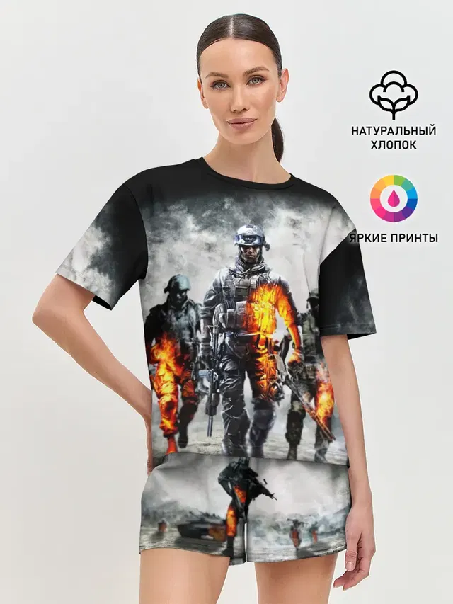 Женская пижама с шортами с принтом «BATTLEFIELD — Батлфилд»