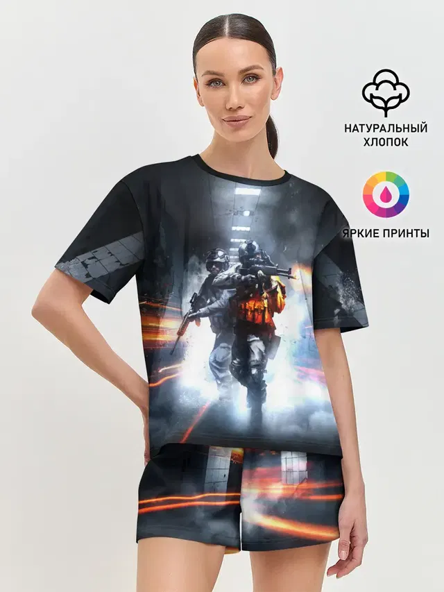 Женская пижама с шортами с принтом «BATTLEFIELD»