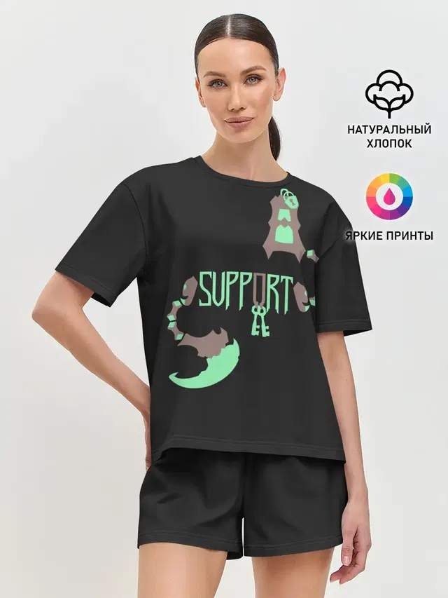 Женская пижама с шортами с принтом «Support»