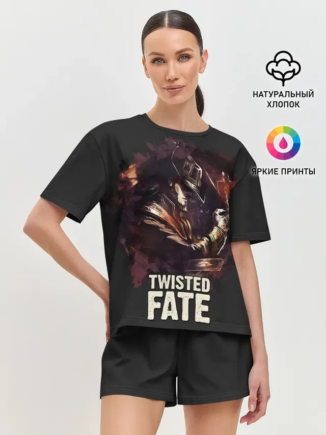 Женская пижама с шортами с принтом «Twisted Fate»