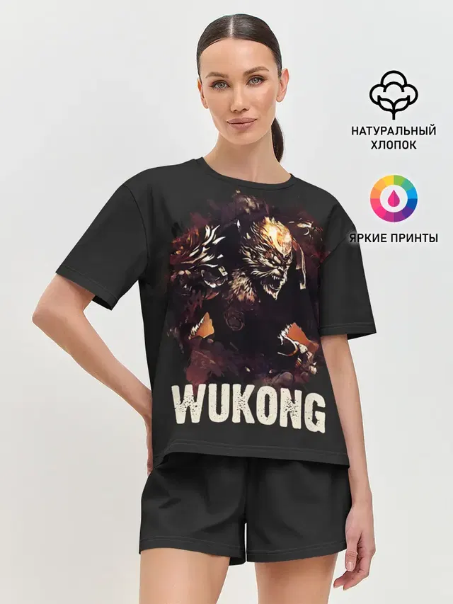 Женская пижама с шортами с принтом «Wukong»