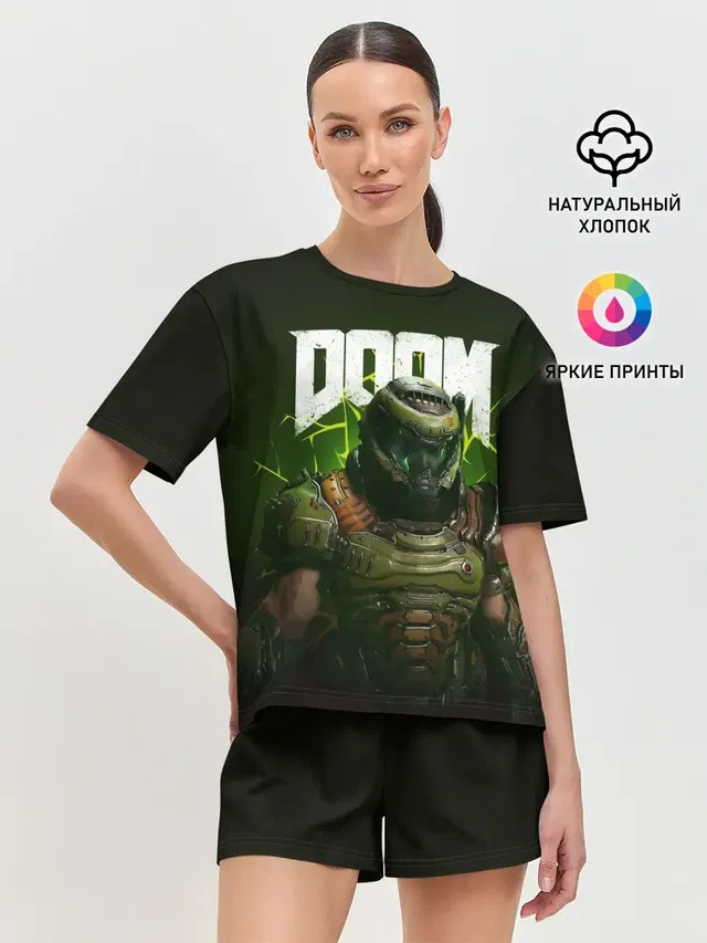 Женская пижама с шортами с принтом «Дум — Doom Eternal»