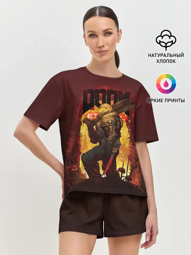 Женская пижама с шортами с принтом «Дум — Doom Eternal»
