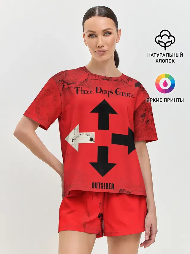 Женская пижама с шортами с принтом «Three Days Grace»