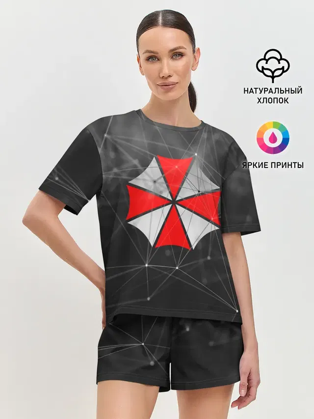 Женская пижама с шортами с принтом «Plexus network — UMBRELLA CORP»