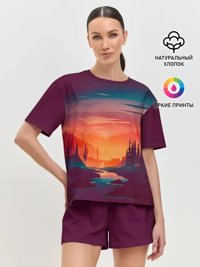 Minimal forest sunset