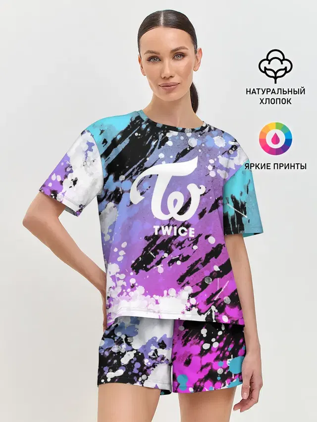 Женская пижама с шортами с принтом «Twice»