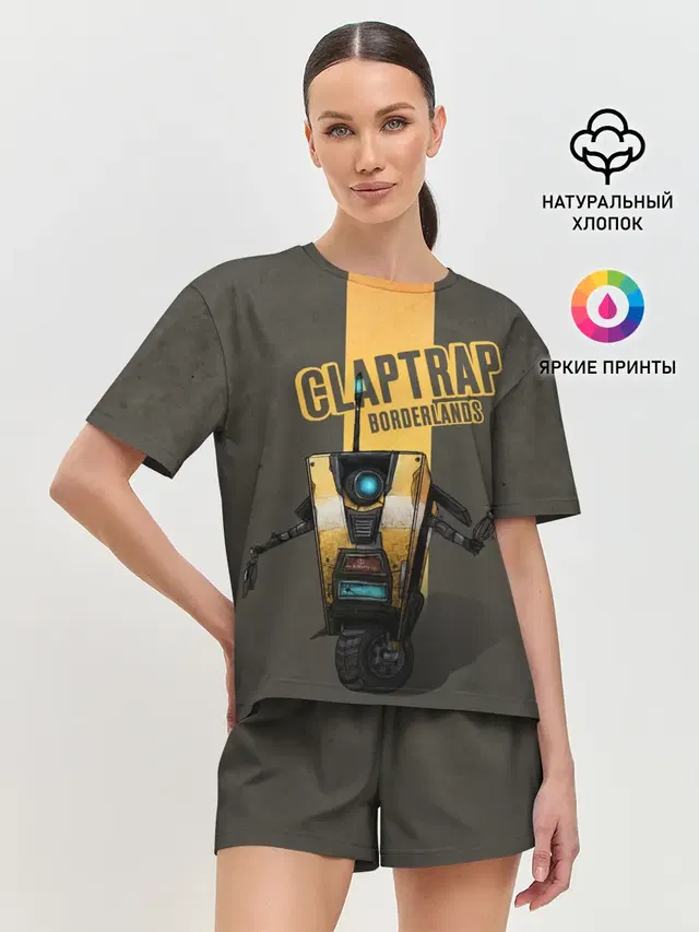 Женская пижама с шортами с принтом «Borderlands — Claptrap»
