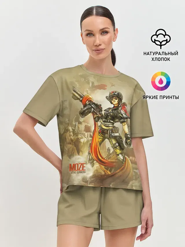 Женская пижама с шортами с принтом «Borderlands — Moze»