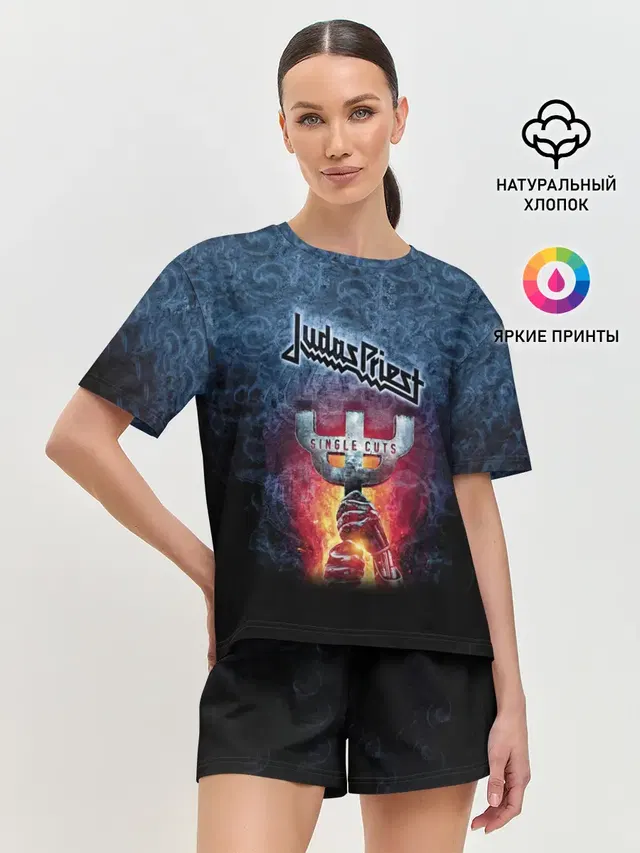 Женская пижама с шортами с принтом «heavy metal»