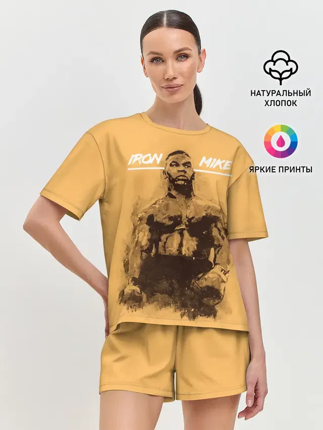 Женская пижама с шортами с принтом «Майк Тайсон — Iron Mike»
