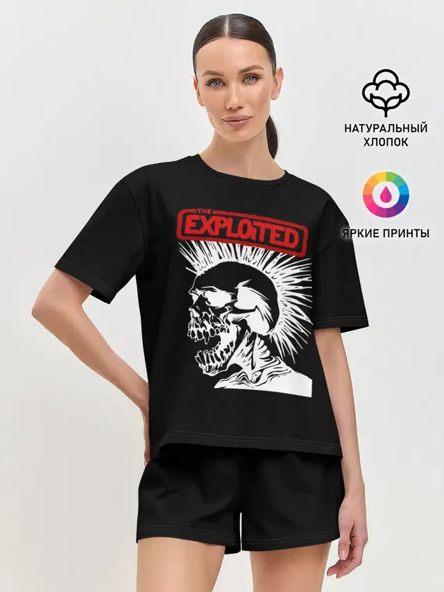 Женская пижама с шортами с принтом «Разный рок — The Exploited»