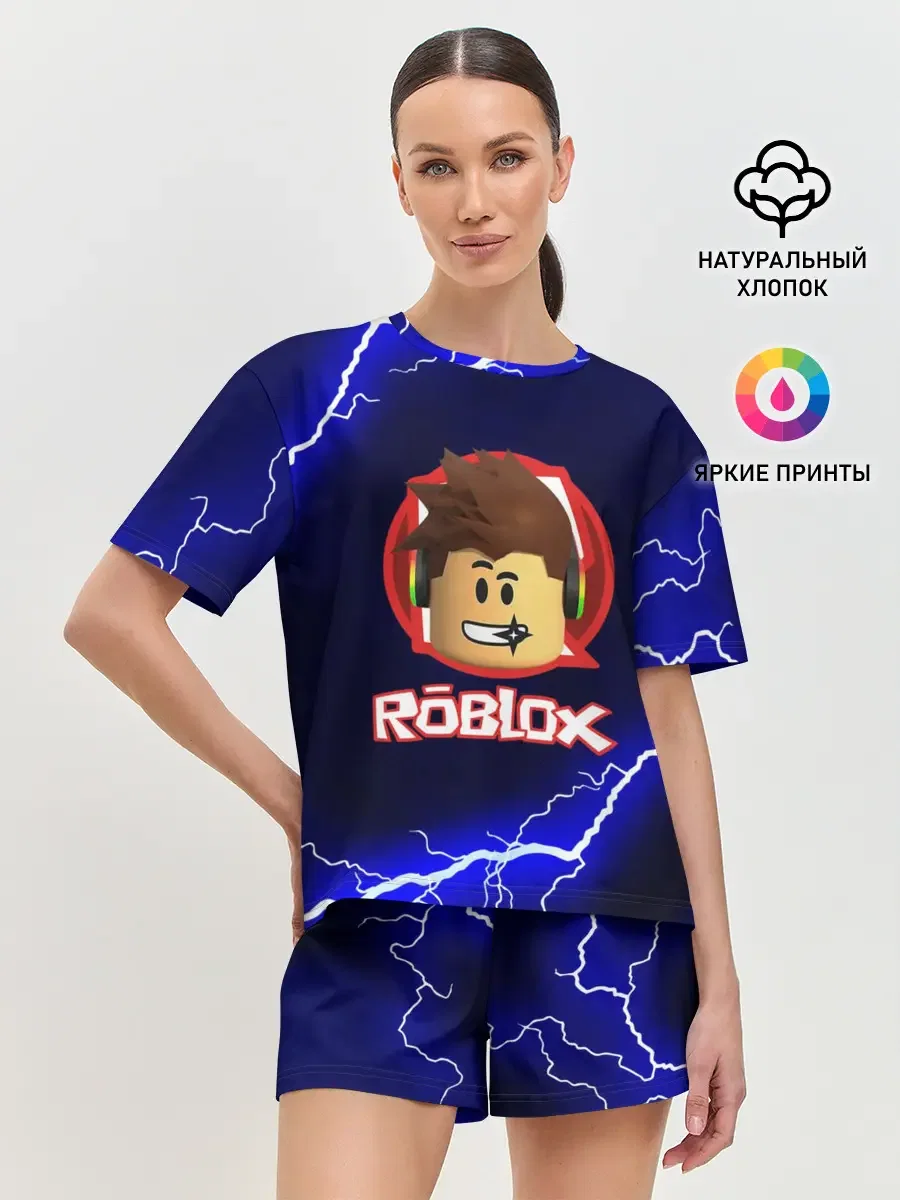 Женская пижама с шортами с принтом «ROBLOX», вид спереди