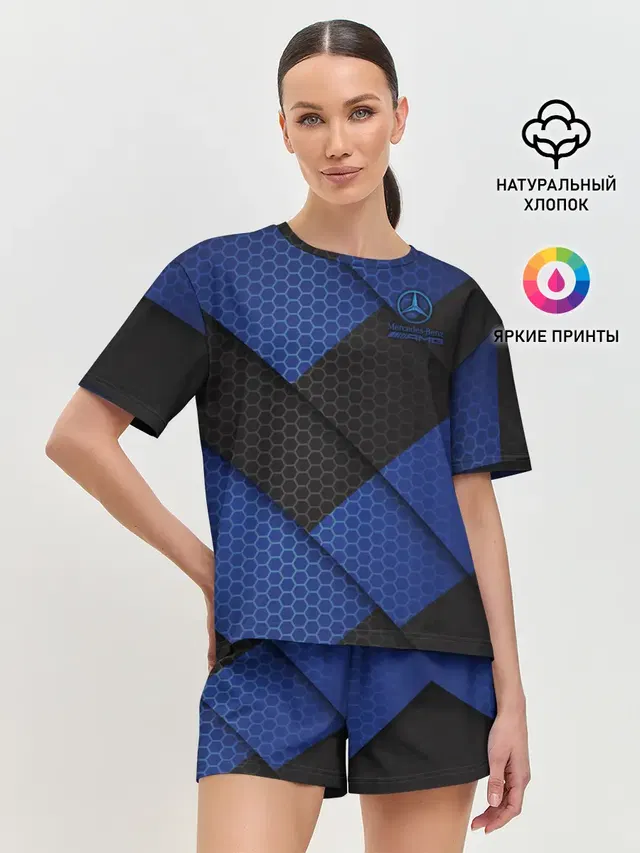 Женская пижама с шортами с принтом «Hexagon — Mercedes-AMG»