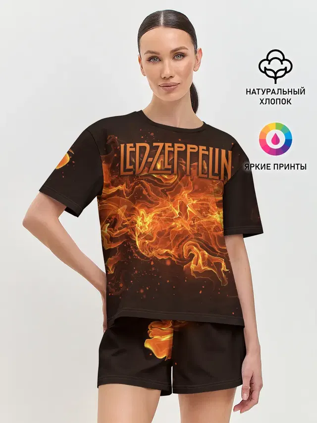 Женская пижама с шортами с принтом «Led Zeppelin»