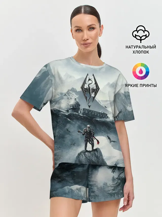 Женская пижама с шортами с принтом «The Elder Scrolls — Skyrim Warrior»