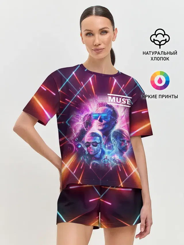Женская пижама с шортами с принтом «Muse»