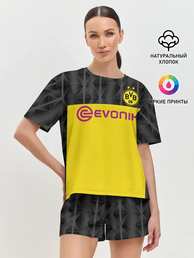 Женская пижама с шортами с принтом «Borussia — Холанд home 19-20 UEFA»