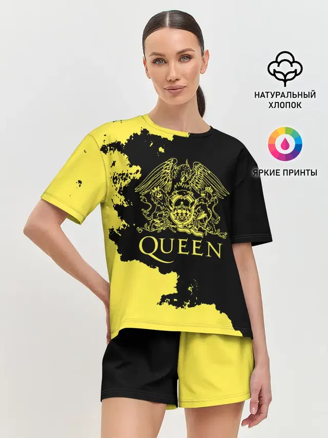 Женская пижама с шортами с принтом «Queen Crest»