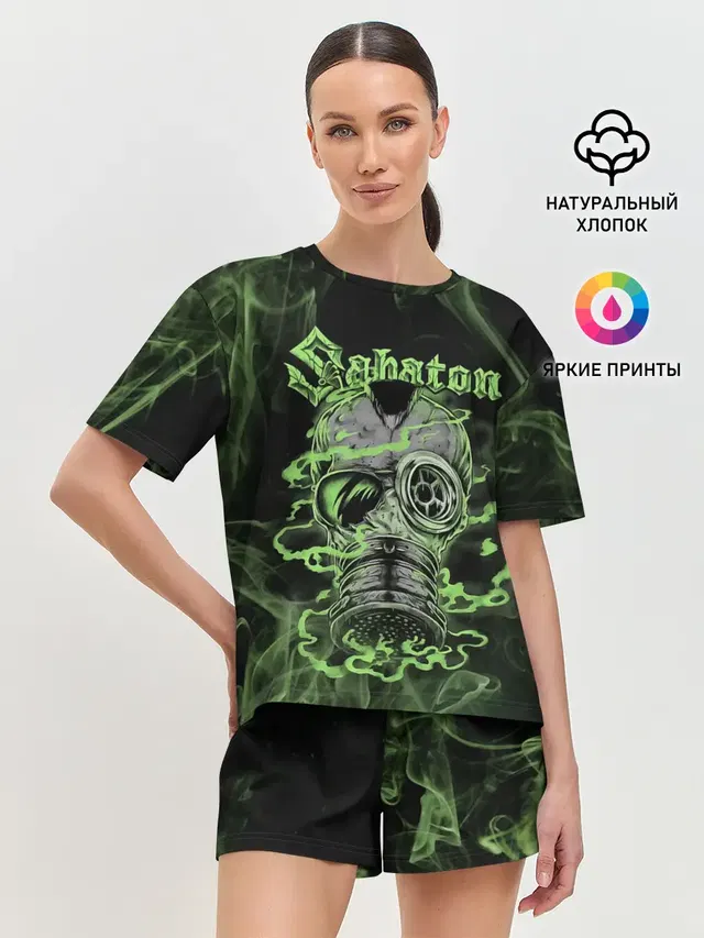 Женская пижама с шортами с принтом «Sabaton — Toxic Sabaton»