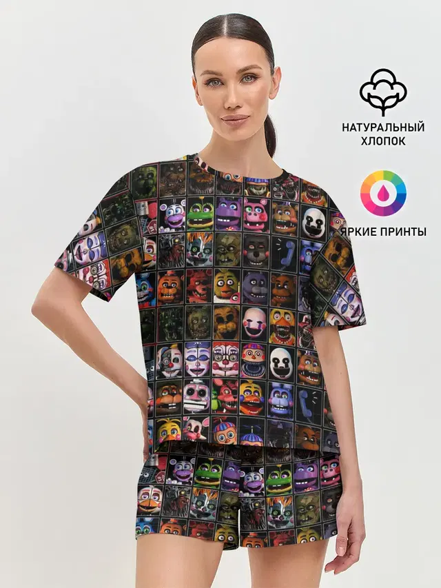 Женская пижама с шортами с принтом «Five Nights At Freddy\s»