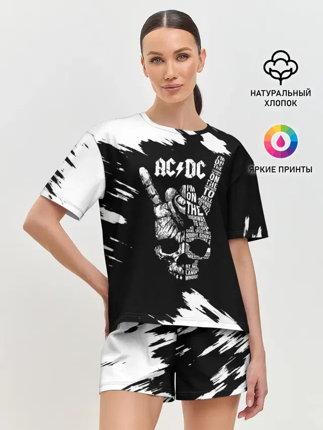 Женская пижама с шортами с принтом «Rock hand»