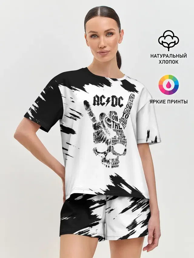Женская пижама с шортами с принтом «AC/DC»