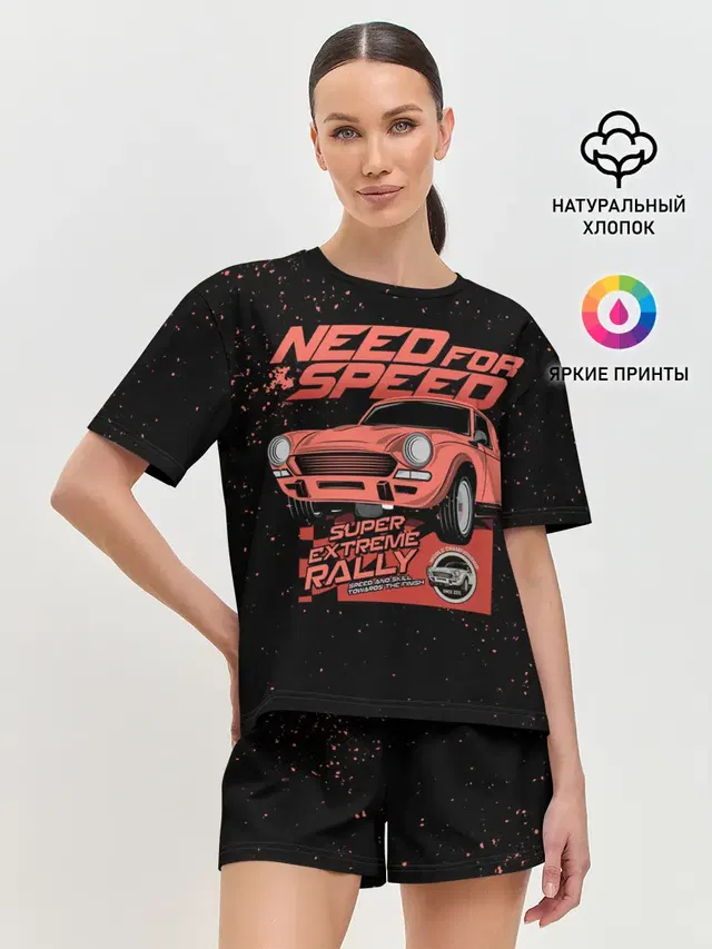 Женская пижама с шортами с принтом «Rally — Need for Speed»