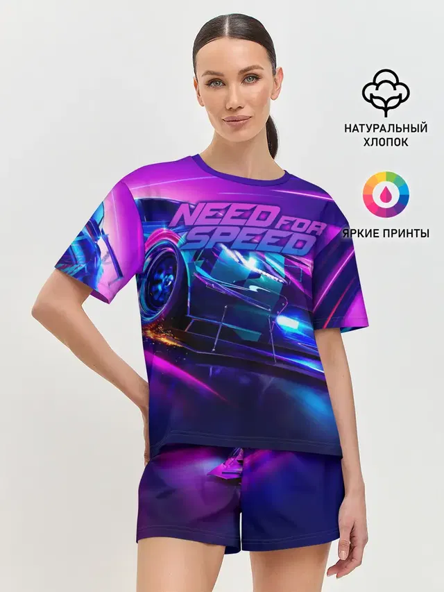 Женская пижама с шортами с принтом «Chevrolet Corvette — Need for Speed»