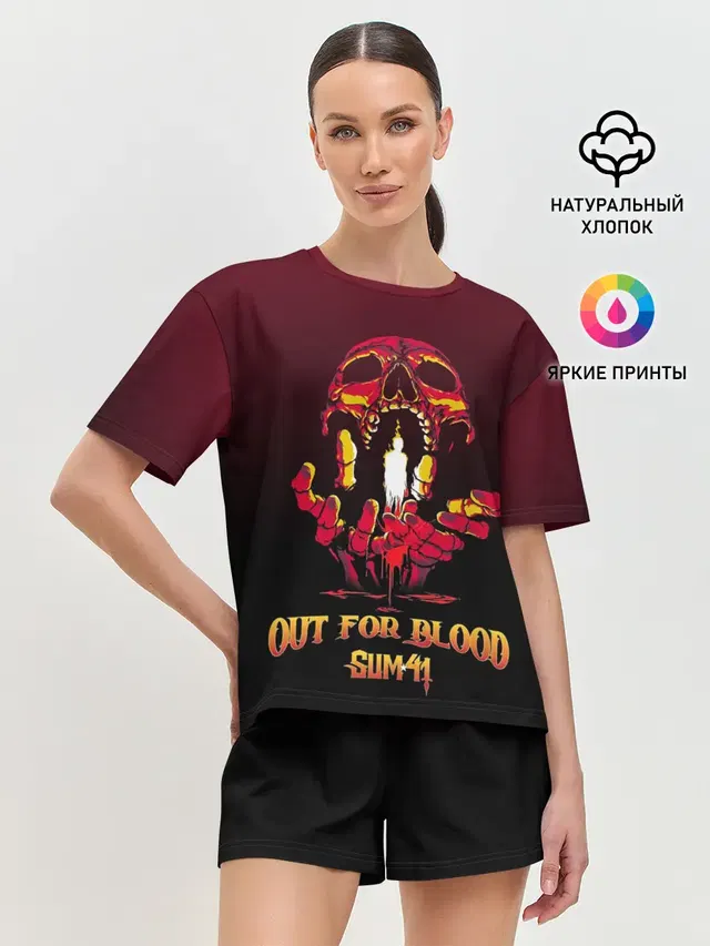 Женская пижама с шортами с принтом «Sum41 — Out for blood»