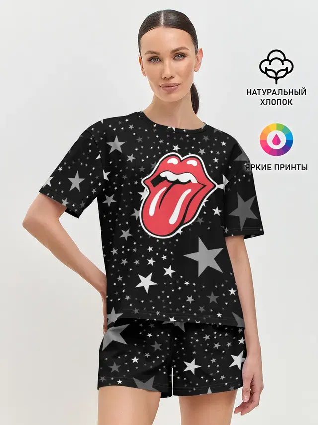 Женская пижама с шортами с принтом «Rolling Stones — rolling stones star»