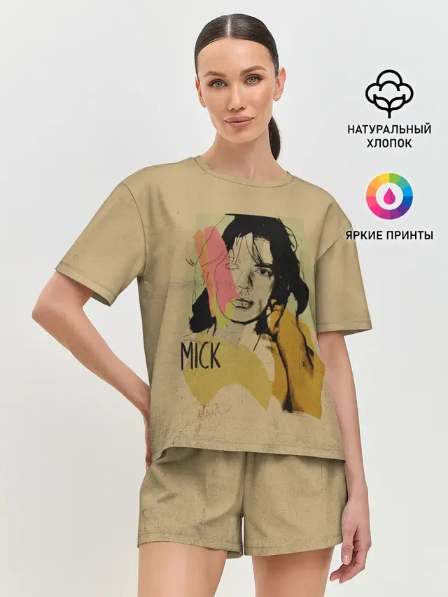 Женская пижама с шортами с принтом «Rolling Stones — MICK JAGGER»