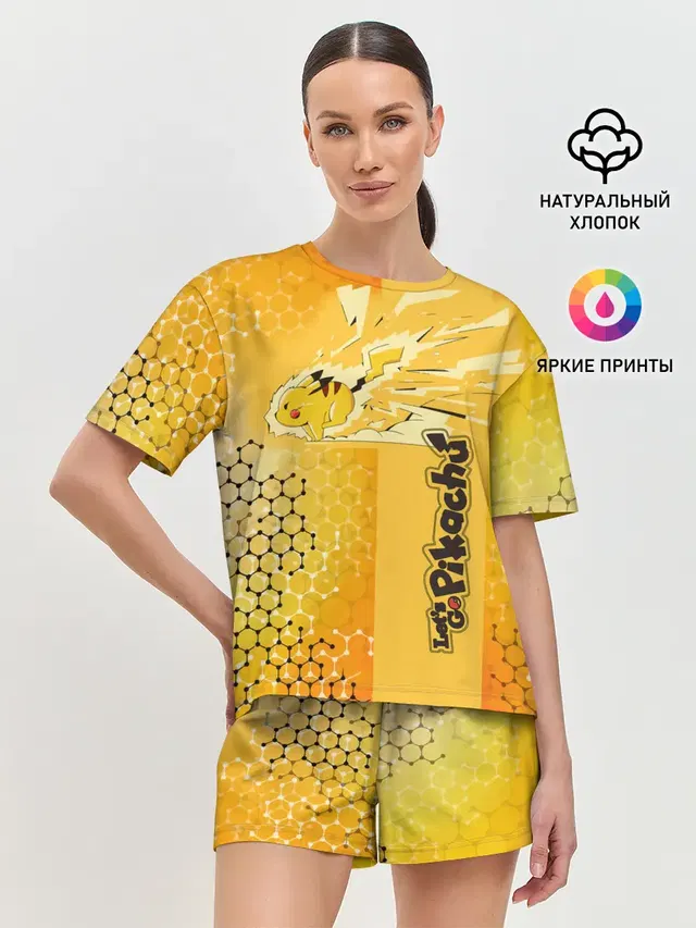 Женская пижама с шортами с принтом «Pokemon Go — Pikachu»