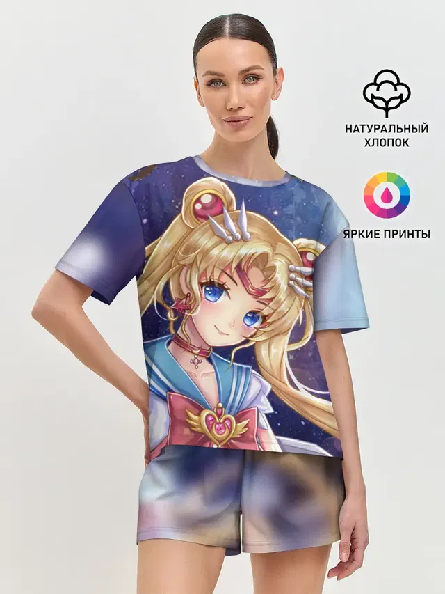 Женская пижама с шортами с принтом «Sailor Moon»
