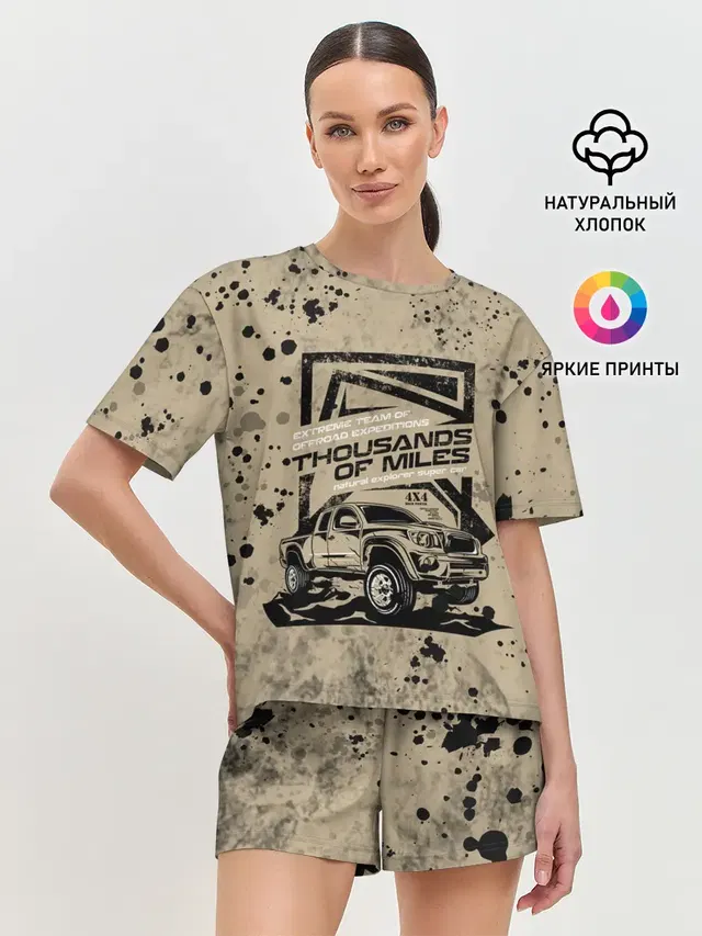 Женская пижама с шортами с принтом «Разные автомобильные — OffRoad Team — Внедорожник»