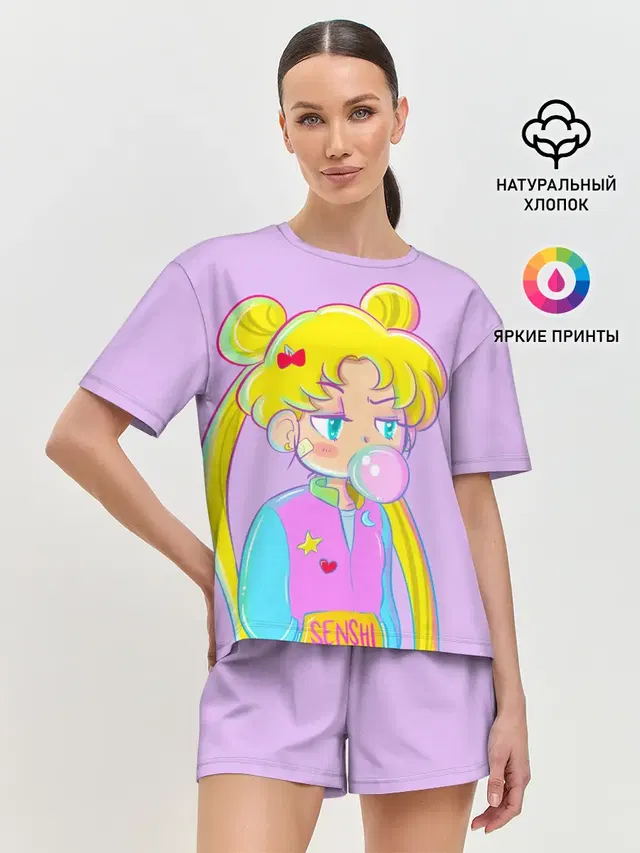 Женская пижама с шортами с принтом «Senshi Squad»