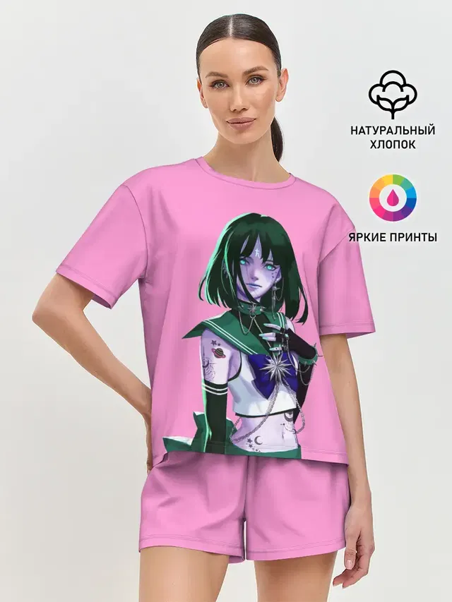 Женская пижама с шортами с принтом «Sailor Saturn»