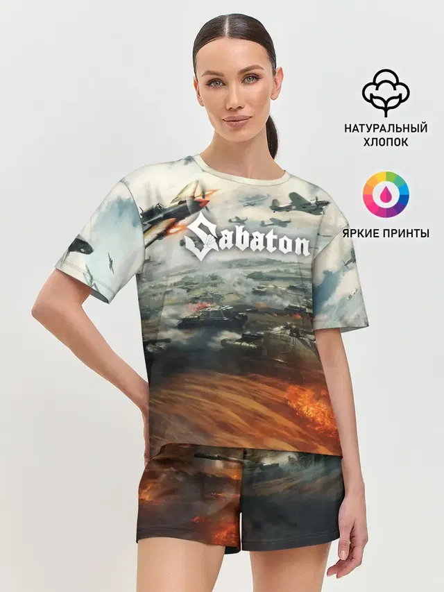 Женская пижама с шортами с принтом «Sabaton»