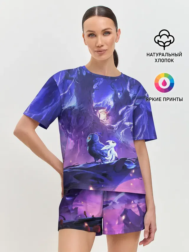 Женская пижама с шортами с принтом «Ori and the will of the wisps»