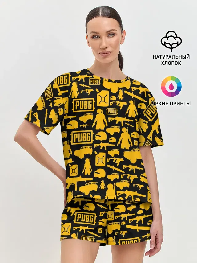 Женская пижама с шортами с принтом «ПАБГ»