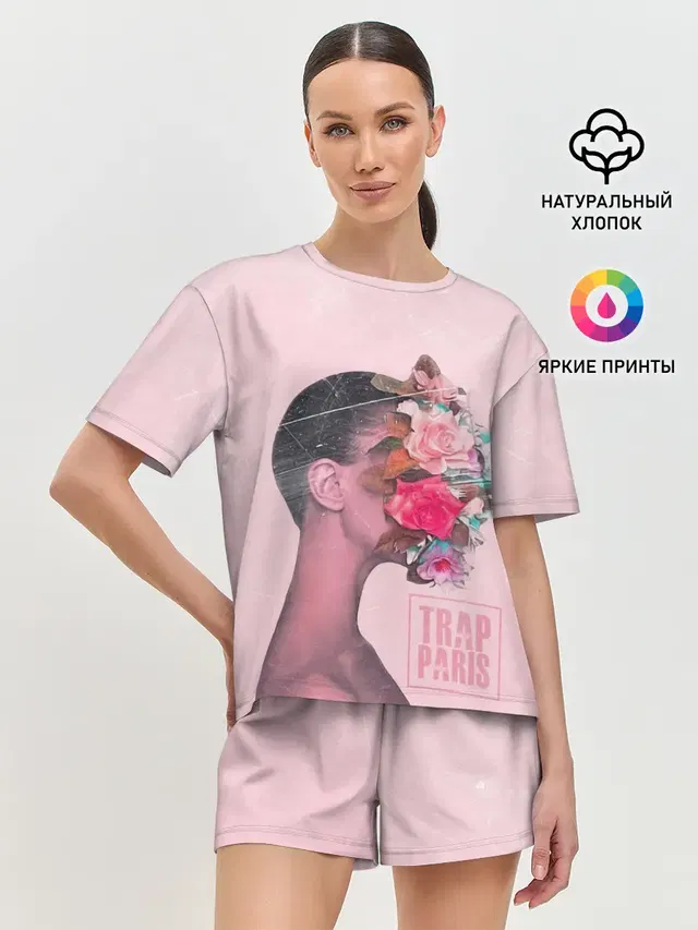 Женская пижама с шортами с принтом «Machine Gun Kelly — Trap Paris»